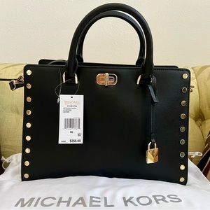 Michael Kors Sylvie Large Studded Leather Satchel